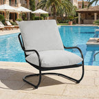 Peace nest Modern Accent Chair Comfy Living Room Suspended Chair Bedroom Armchair with Mental Frame Comfortable Upholstered Cushion for Balcony Lounge Reading Meeting Room Light Grey