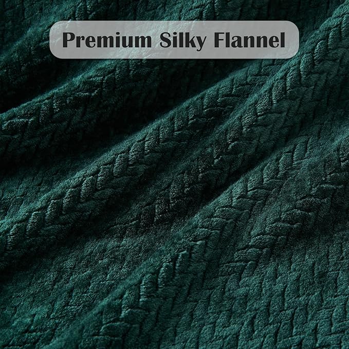 NEWCOSPLAY Super Soft Throw Blanket Forest Green Premium Silky Flannel Fleece Leaves Pattern Lightweight Bed Blanket All Season Use (Forest Green, Throw(50"x60"))