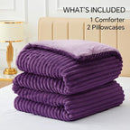 BEDELITE Fleece Full Comforter Set -Super Soft & Warm Fluffy Purple Bedding, Luxury Fuzzy Heavy Bed Set for Winter with 2 Pillow Cases