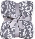 Panku Ultra Soft Leopard Throw Blanket, Cozy Knit Warm Cheetah Fleece Blankets for Couch and Sofa, Knit Reversiable Luxury Fluffy Blanket Throw (50x60 Inches, Snow Light Grey)