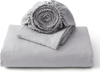 Bedsure Duvet Cover King Size with Fitted Sheet - 4 Pieces Prewashed Cotton-Like Polyester Extra Soft Bedding Set, Includes 1 Duvet Cover 104x90 Inches, 2 Pillow Shams, 1 Fitted Sheet, Light Grey