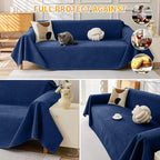 Deep Dream Cat-Scratch Resistant Couch Cover, Waterproof Sofa Cover for 2 Cushion Couch Washable, Pet Friendly Couch Protectors Anti Slip Thickened Slipcovers for Dogs Pets, 71" x 102", Blue
