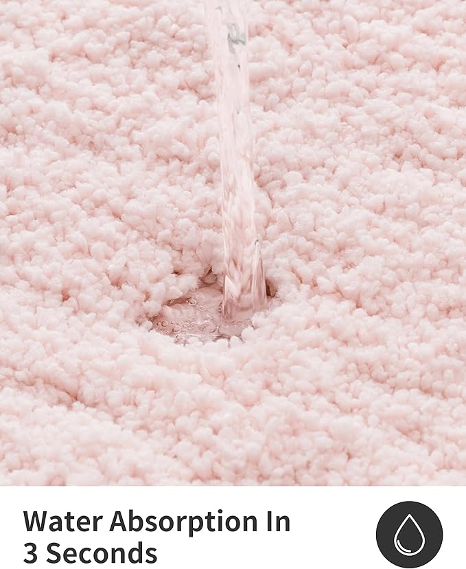 ILANGO Pink Christmas Bathroom Rugs 60" × 24" Non Slip & Super Absorbent Extra Thick Soft, Washable Bath Carpet Runner for Floor, Microfiber Plush Shaggy Bath Mats with Rubber for Bathtub Shower Room