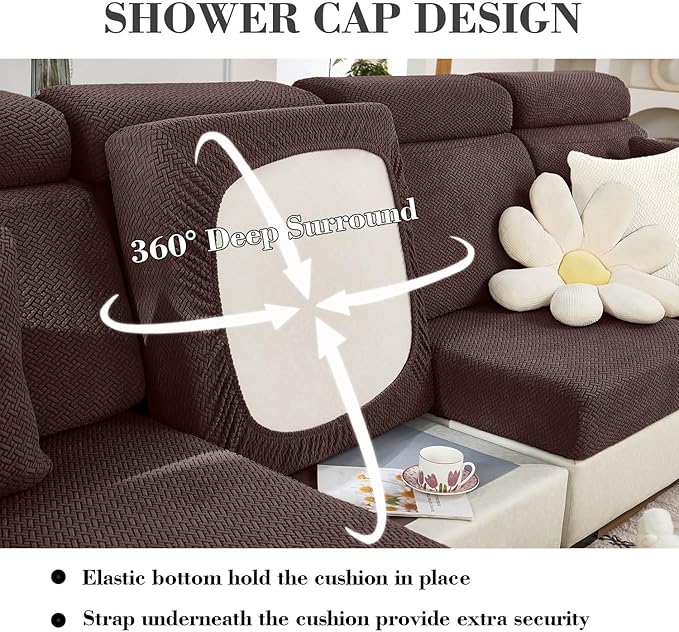 Sofa Covers Couch Covers for Sofa Pet Friendly Couch Cushion Covers Universal Sofa Covers Washable Stretch Slipcovers for Sectional Sofa (Texture Brown, Back Cover L)