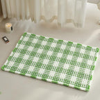 Waffle Bath Mat, Boho Bathroom Rugs Non Slip Washable Absorbent Checkered Bathroom Mat Quick Dry Cute Christmas Bath Mat, 30"x20" Green and White
