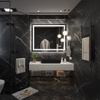 40x32 Inch Led Mirror for Bathroom with Front Light and Backlit, Bathroom Mirror with Led Lights, Vanity Mirror with Lights for Wall, Anti-Fog, Dimmable, Memory Function, Tempered Glass