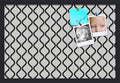 PinPix ArtToFrames 14x22 Custom Cork Bulletin Board Black and White Waves Poster Board Has a Fabric Style Canvas Finish, Framed in Satin Black (PinPix-194)