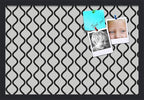 PinPix ArtToFrames 14x22 Custom Cork Bulletin Board Black and White Waves Poster Board Has a Fabric Style Canvas Finish, Framed in Satin Black (PinPix-194)