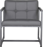 Studio Designs Home Modern Accent Chair Camber Mid-Century, Pewter Grey Metal Frame & Smoke Bonded Leather