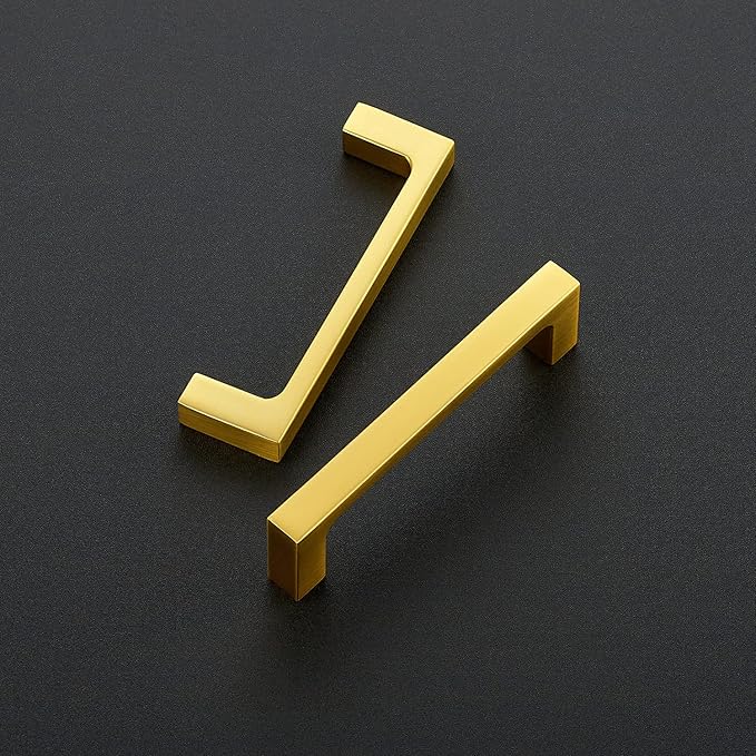 Ravinte 25 Pack Solid 3-1/2 Inch Kitchen Square Cabinet Handles Brushed Brass Cabinet Pulls Drawer Pulls Kitchen Cupboard Hardware Handles