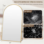 Suidia Arched Full Length Mirror, 82"x44" Floor Mirror Freestanding, Floor Standing Full Body Mirror with Stand for Bedroom, Hanging Leaning Mounted for Living Room Cloakroom, Gold