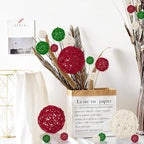 SANNIX 16PCS 3 Sizes Wicker Rattan Balls Christmas Ornaments Wedding Party Decorations Wicker Takraw Natural Orbs Red Green White Ratten Ball Home Yard Hanging Ornaments