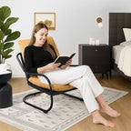 Peace nest Modern Accent Chair Comfy Living Room Suspended Chair Bedroom Armchair with Mental Frame Comfortable Upholstered Cushion for Balcony Lounge Reading Meeting Room Yellow