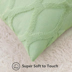 decorUhome Spring Throw Pillow Covers 12x20 Inch Set of 2, Soft Plush Faux Fur Wool Lumbar Sage Green Couch Pillow Covers, Decorative Neutral Pillow Cases for Bed Sofa Living Room Home Decor