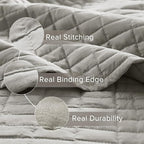 Comfort Spaces Kienna Quilt Set- Double Sided Stitching Design Summer Blanket, Lightweight, Soft, All Season Bedding Layer, Matching Sham, Grey, Coverlet Twin/Twin XL(66"x90") 2 Piece