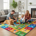 ST. BRIDGE Educational Kids Area Rug 5x7 Feet, Non Slip Play Mat Learning with ABC Alphabet, Numbers & Animals for Preschool Toddler, Soft Washable Carpet for Playroom Nursery Classroom Bedroom