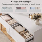 White 6 Drawer Dresser for Bedroom, 15.3" D x 47.2" W x 32.3" H in Simply Modern Chest of Drawers, Wood Storage Double Dresser with Deep Drawers for Living Room, Hallway Entryway, White