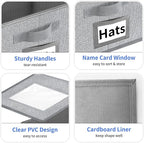 Aokeyee Hat Organizer for Baseball Caps - 2PCS Stackable Storage with Clear Window Lid, Flip-Top Access, Space-Saving Hat Box for Closet, Breathable Fabric (Grey)