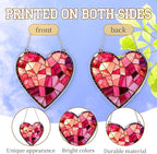 Acrylic Heart Gifts for Women Lovers Pink Valentine's Day Stained Glass Design Hanging Ornaments, Ornaments for Home Window & Car Decor, Sun Catcher for Home Decor