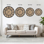 Maxstar Wall Clock for Living Room,Metal & Wood Silent Rustic Farmhouse with Arabic Numeral, Battery Operated Wall Clocks Decorative for Bedroom Office Home Decor 13inch Black