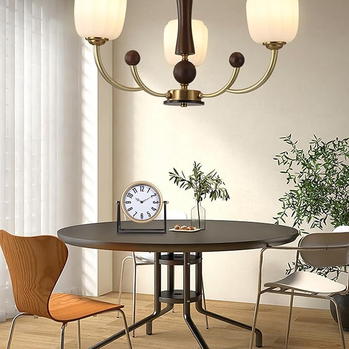 Modern Golden Table Clock on Stand, Vintage Decorative Desk and Shelf Clock, Mantel Clock Farmhouse Clocks, Home Décor for Living Room, Bedroom, Bedside, Desk, Gift Clocks (Gold)