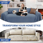 Couch Cover for Dogs, 78"x134", Sofa Covers for 3 Cushion Couch, Washable Couch Covers for Sectional Sofa, Pet Sofa Slipcovers for Living Room, Couch Cover Blanket, Blue