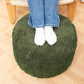 Handmade Unstuffed Ottoman Pouf Cover – Versatile Storage Footstool & Floor Pouf for Living Room, Bedroom, or Wedding Decor | 20" Diameter x 14" Height | Filler Not Included (Green)