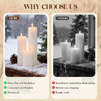 36 Pack White Pillar Candles Bulk Set, 2x3 2x6 2x8 Inch - 12 Each Size, Dripless Smokeless Clean Burning for Wedding Centerpieces, Home Decor, Church, Romantic Ambiance！