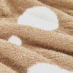 CozeCube Super Soft Fullfy Microfiber Reversible Knitted Blankets, Warm Cozy Fuzzy Plush Throw, Beige and White Polka Dot Throw Blanket for Couch Bed Sofa, 50" x 60"