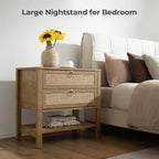 SICOTAS Nightstands Set of 2 for Bedroom, Bedside Tables with Drawer & Open Shelf, Modern Boho Nightstand Set for Master Bedroom