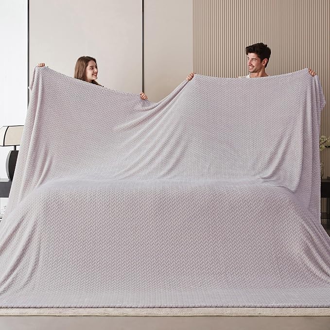 Oversized King Fleece Blanket 120x120 Inches, Seamless Soft Cozy 3D Jacquard Flannel Blanket 10'x10' Extra Large for Bed, Sofa, Couch, Travel & Camping, California King Throw, Taupe Leaf