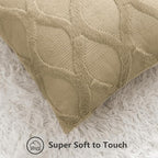 decorUhome Spring Euro Sham Throw Pillow Covers 24x24 Inch Set of 2, Soft Plush Faux Fur Wool Khaki Couch Pillow Covers, Decorative Neutral Pillow Cases for Bed Sofa Living Room Home Decor