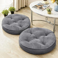 Floor Pillow Set of 2, Memory Foam Meditation Cushion, Floor Cushions for Adults Sitting, Large Round Seat Cushions for Yoga, Living Room, 20x20 Inch (Round | Grey)