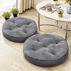 Floor Pillow Set of 2, Memory Foam Meditation Cushion, Floor Cushions for Adults Sitting, Large Round Seat Cushions for Yoga, Living Room, 20x20 Inch (Round | Grey)