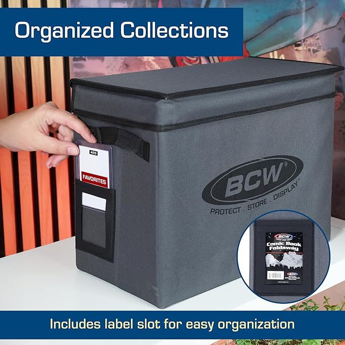 BCW Comic Book Storage Box - 2 ct | Foldable Case | Each fits 125-150 Sleeved and Boarded Comic Books | Comic Book Storage For Silver, Bronze, and Current Comics (2 Pack, Gray)