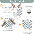 Teal & Grey Checkered Lamp Shade with Crystal Beaded Droplets, Drum Fabric Light Shade for Ceiling Pendant Table & Floor Lamps, Kid Boy Girl Teen Dorm Nursery Decor, 11.8in