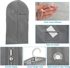 PATIKIL 31" Garment Bag, 5 Pack Breathable Suit Bag for Storage Hanging Clothes Dustproof Garment Covers for Suits Coats Dresses, Gray