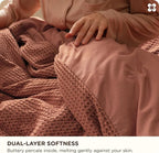 Bedsure Cotton Duvet Cover Queen - 100% Cotton Waffle Weave Burnt Orange Duvet Cover Queen Size, GentleSoft™ and Breathable Bedding Set for All Season, 3 Pieces, 90"x90"