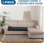 Waterproof Couch Cushion Covers, Stretch Sofa Seat Covers, Reversible Furniture Protector for Pets with Elastic Bottom, Washable(Loveseat Cushion, Black)