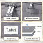Yawinhe Underbed Bags, Storage Containers Bags with Lid, Foldable Blanket Bins, with Sturdy Zipper und Label Holders, for Clothing, 23.6''Lx11.8''Wx6''H, 4 Pack, Grey