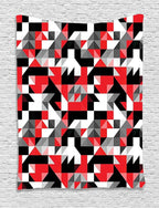 Ambesonne Abstract Tapestry, Abstract Geometric Half Triangles Squares Maze Inspired Image, Wall Hanging for Bedroom Living Room Dorm Decor, 60" X 80", Charcoal Vermilion