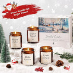 4 Pack Winter Candles - 28oz Soy Candle Set, Winter Scented Candles with Apple Cinnamon, Fir Balsam, Mulled Cider, Sandalwood – Holiday Candle Gifts for Women,New Years Home Decor & Valentines Day