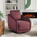 Studio Living® Lydia 35.3" Swivel Accent Chair, Modern Boho, Fully Assembled, Pocket Coil Comfort, Round Swivel Base Leg, Soft Velvet Fabric, Plum