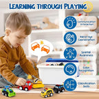 50 Pcs Toy Cars with Large Plastic Organizer, Pull Back Cars for Kids Ages 3-5, Birthday and Party Decorations, Birthday Presents for 3 + Year Old Girls and Boys