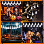 JULMELON 24Pcs Halloween Hanging Ornaments White Ghost Decorations Halloween Tree Decoration Mini Ghost Ornaments for Home Party Decor