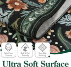 Moynesa Floral Round Area Rugs 6ft, Washable Boho Round Living Room Rug, Non Slip Soft Large Circle Rugs for Dining Room, Botanical Ultra Thin Floor Carpet for Bedroom Kitchen, Black
