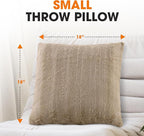 Cheer Collection Faux Fur Throw Pillows - Decorative Pillows for Couch, Bed Throw Pillows, Sand Accent Pillows for Bedroom or Living Room Aesthetic, Set of 2 Furry Throw Pillows, 18”x18”