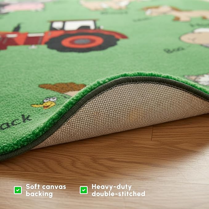 SAFECASTLE Kids Carpet – 6'6" x 8'4" Colorful Farm Sounds Educational Area Rug, Teaches Animal Names & Sounds, Interactive Play Rug for Classroom, Daycare, Playroom, Nursery & Learning Fun