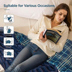 Sophia & William Ruched Faux Fur Throw Blanket for Couch - Luxury Lightweight Plush Fuzzy Cozy Soft Blankets, Blue, 50" x 60"