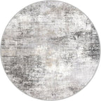 IOHOUZE Abstract Round Area Rug 6 Ft Washable Circle Rugs Large Round Rug Non Slip Thin Soft Circle Rugs, Printed Faux Wool Floor Carpet for Bedroom Living Room Dining Room Nursery, Grey Beige